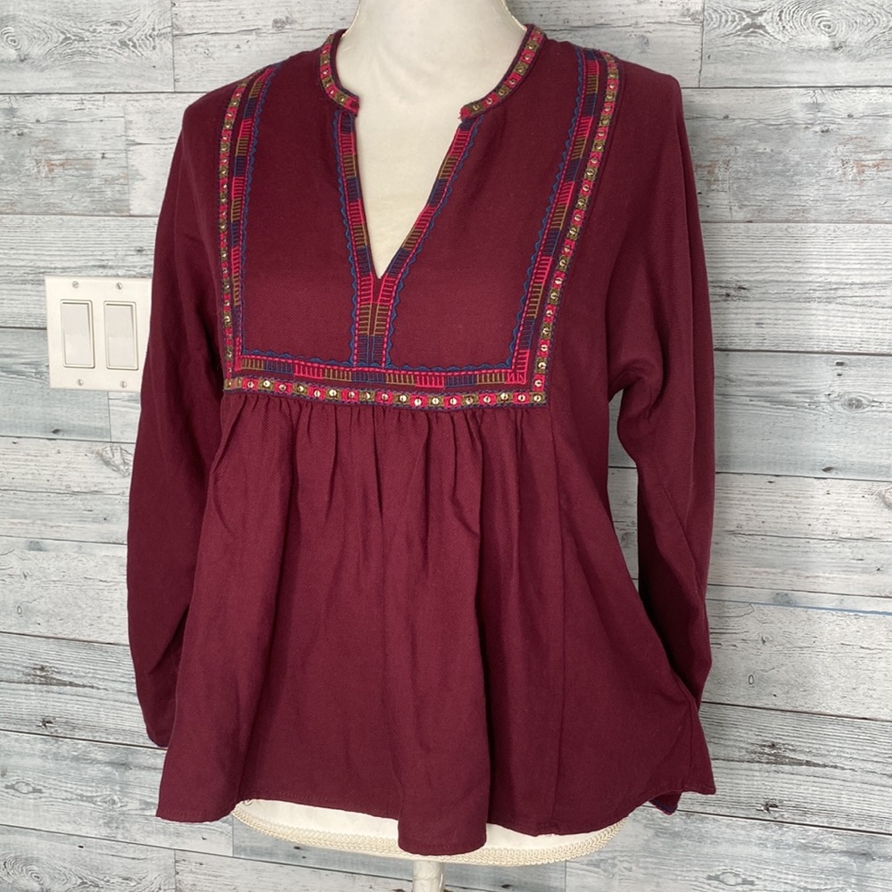 MADEWELL EMBROIDERED BOHÈME BOHO PEASANT POPOVER TOP - Picture 7 of 10